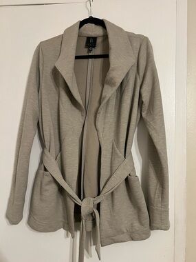 bobeau Light Taupe Belted Trench Cardigan
